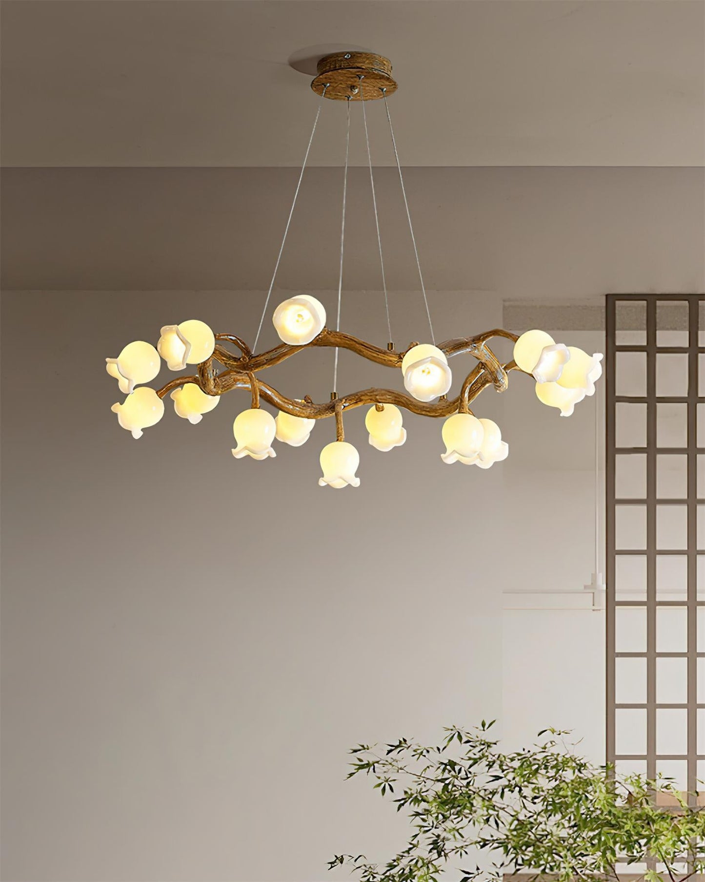 Lustre Amélie Flowers, design branche organique avec lumières délicates en forme de fleur