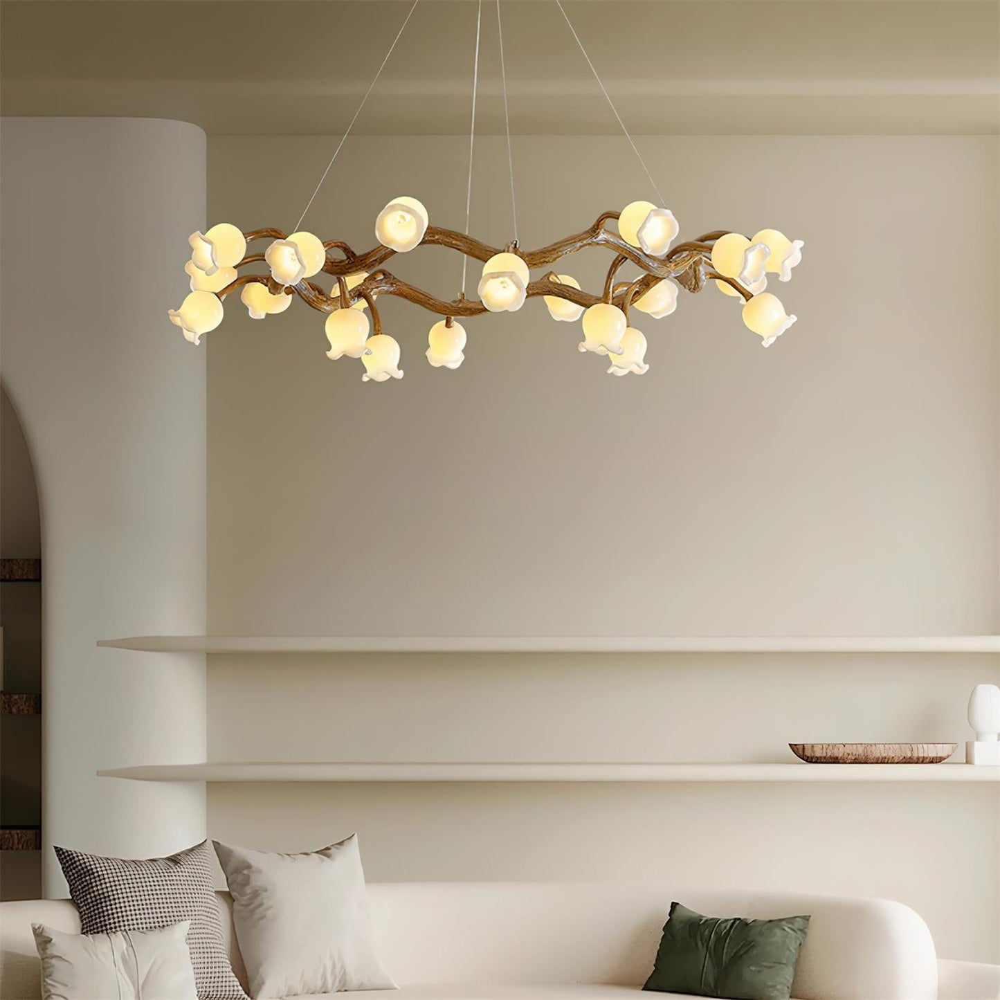 Lustre Amélie Flowers, design branche organique avec lumières délicates en forme de fleur