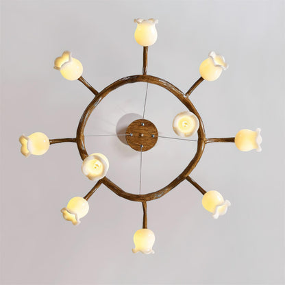 Lustre Amélie Flowers, design branche organique avec lumières délicates en forme de fleur