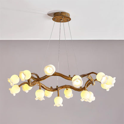 Lustre Amélie Flowers, design branche organique avec lumières délicates en forme de fleur