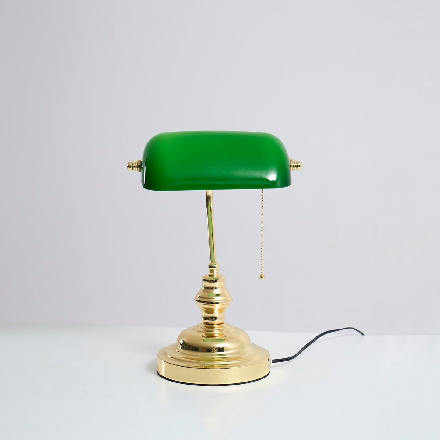 Colette Vintage Bankers Table Lamp with Green Glass Shade