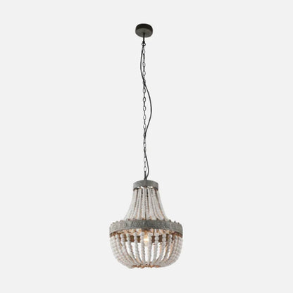 Camille Wooden Bead Cascade Pendant Lamp Rustic Ceiling Light