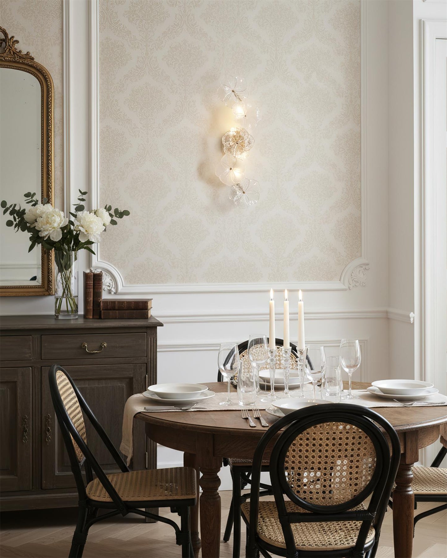 Aurélie Virelle Floral Wall Lamp with Glass Petal Design