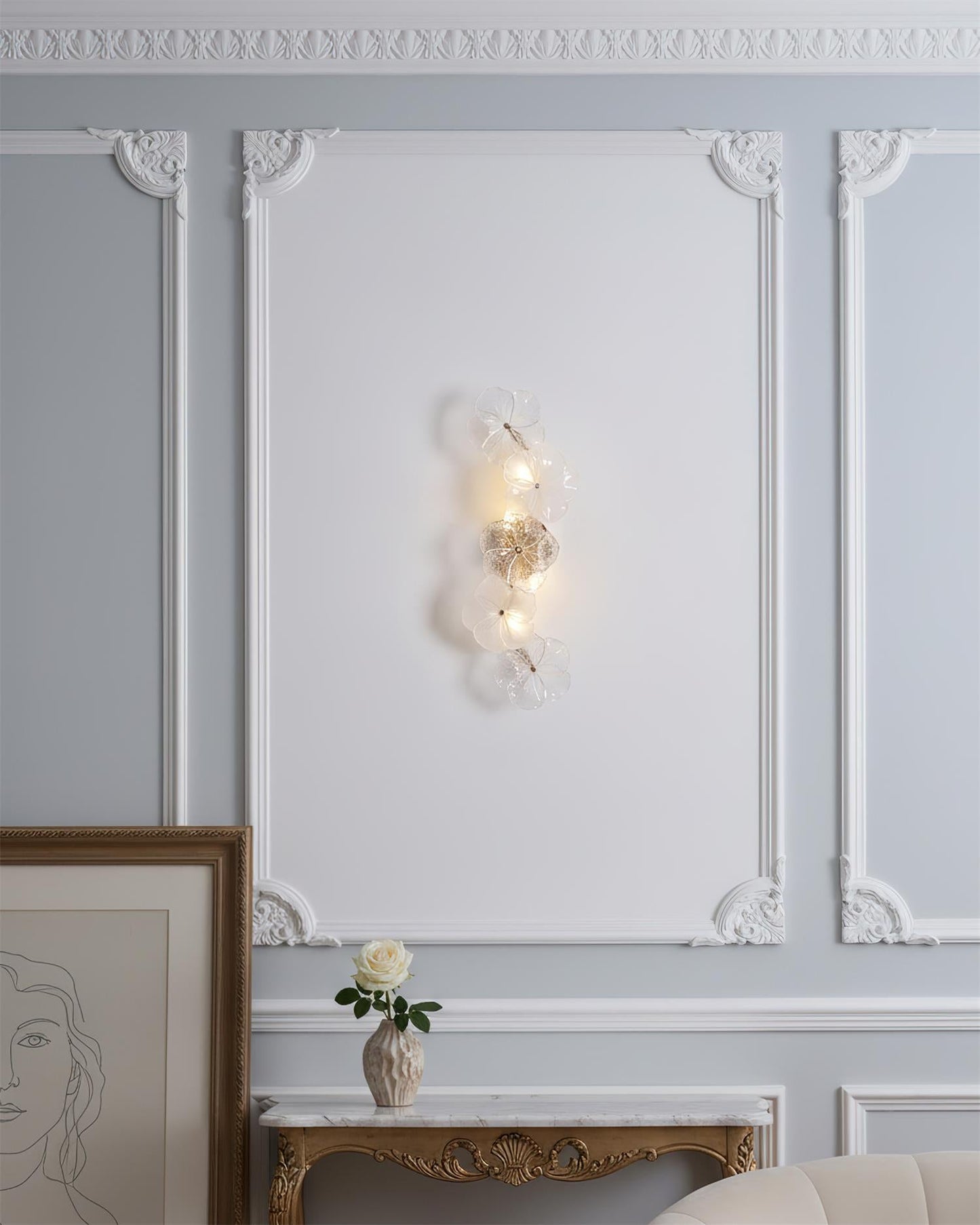 Aurélie Virelle Floral Wall Lamp with Glass Petal Design