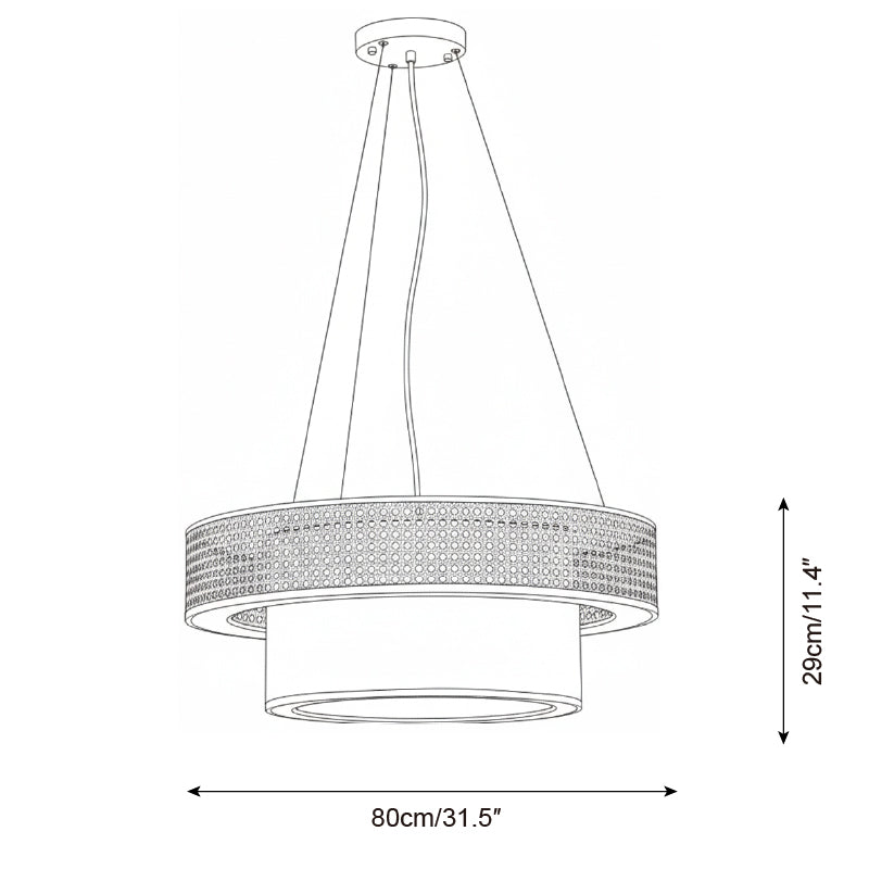 Camille Wicker Chandelier, Rattan Frame with Fabric Shade