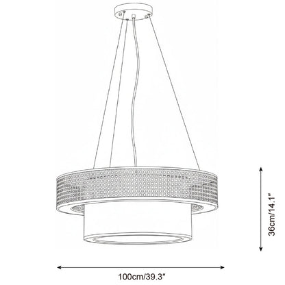 Camille Wicker Chandelier, Rattan Frame with Fabric Shade