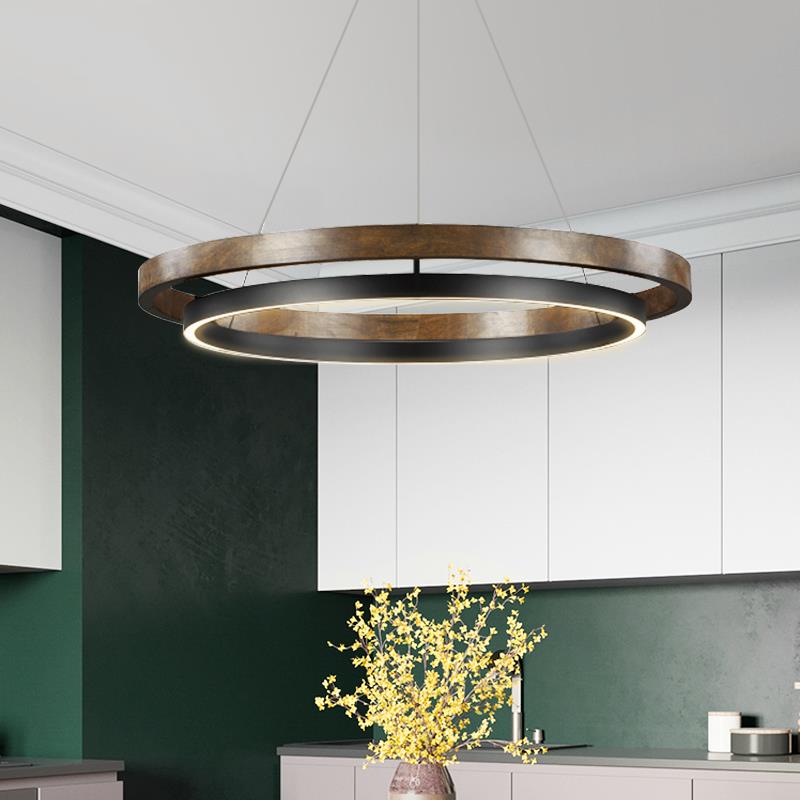 Amélie Circular Wood Grain Pendant Light