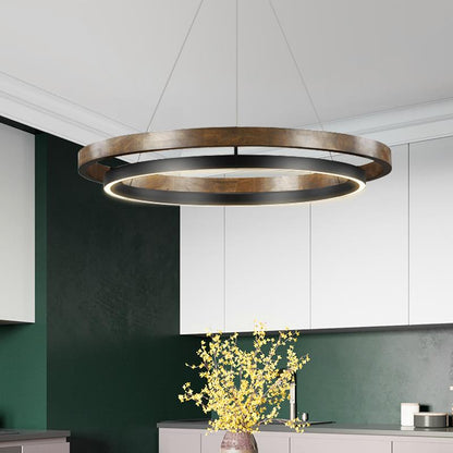Amélie Circular Wood Grain Pendant Light
