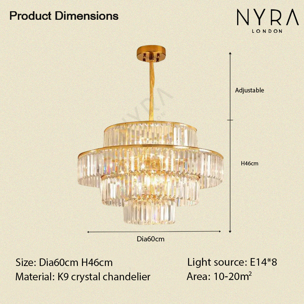 Lustre en cristal doré glamour Mathilde