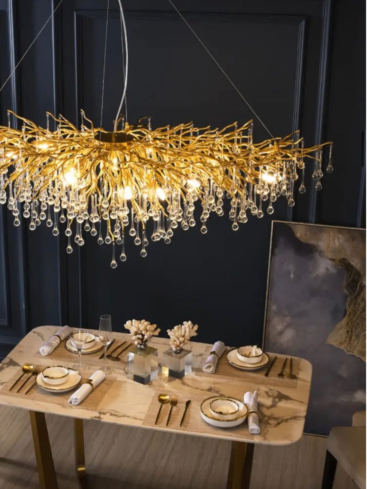 Lustre de luxe en cristal Noémie Waterdrop
