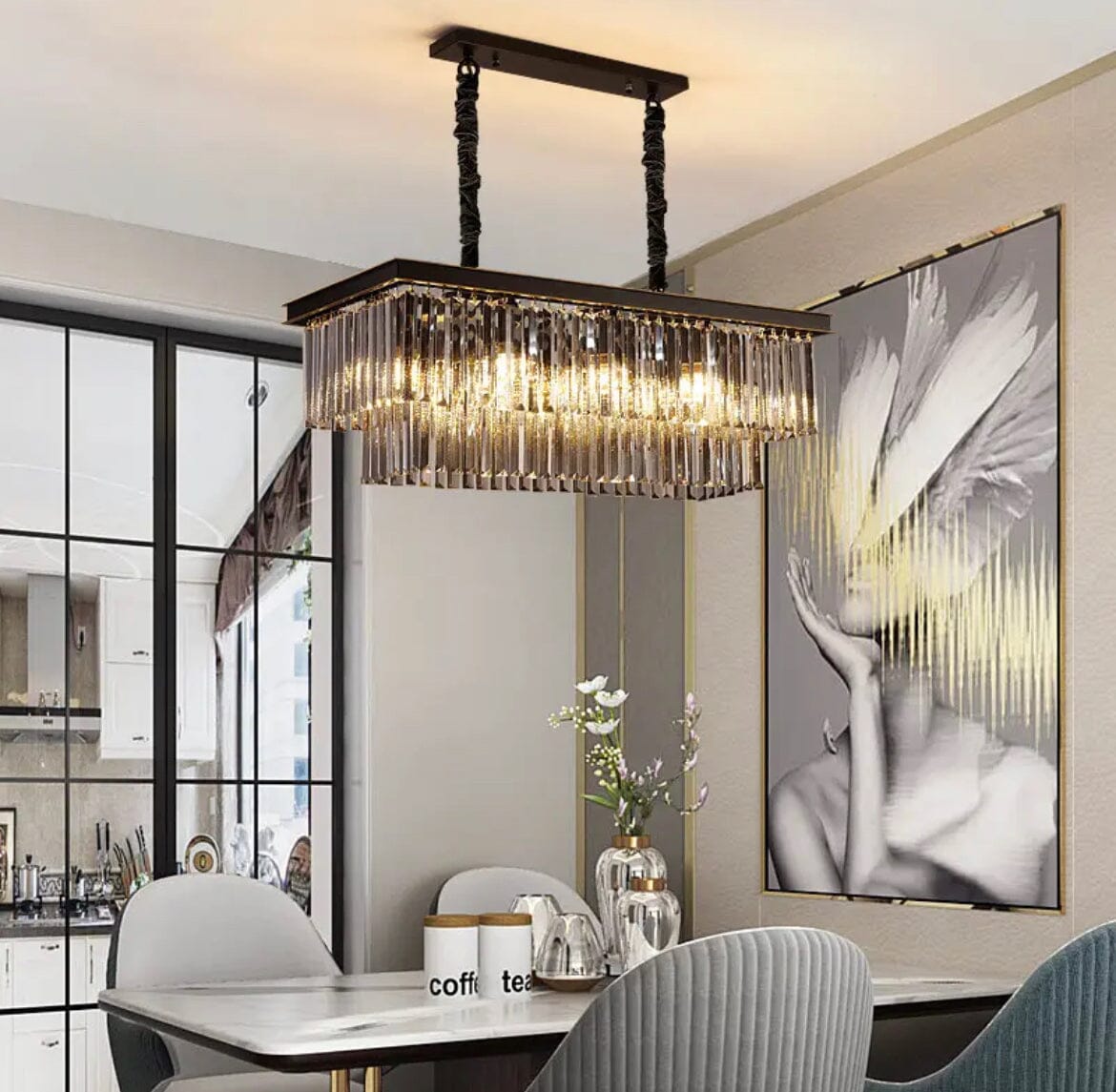 Florence Cascading Grey Crystal Royal Chandelier