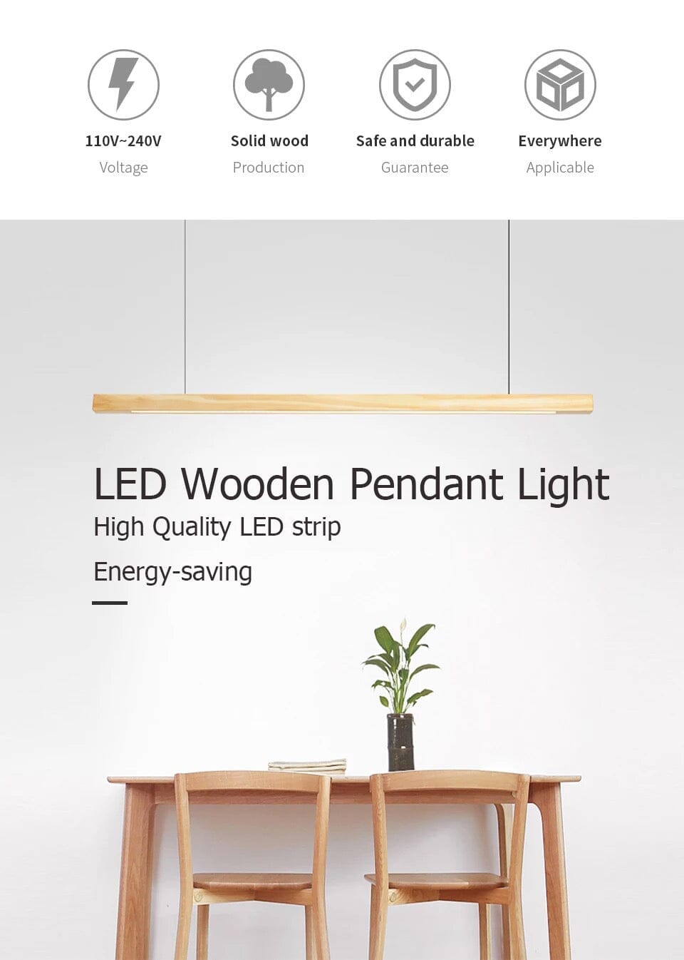 Amélie Oak & Walnut Linear Chandelier
