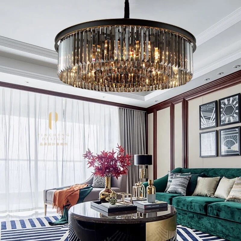 Lustre en Cristal Gris Beatrice Cascading