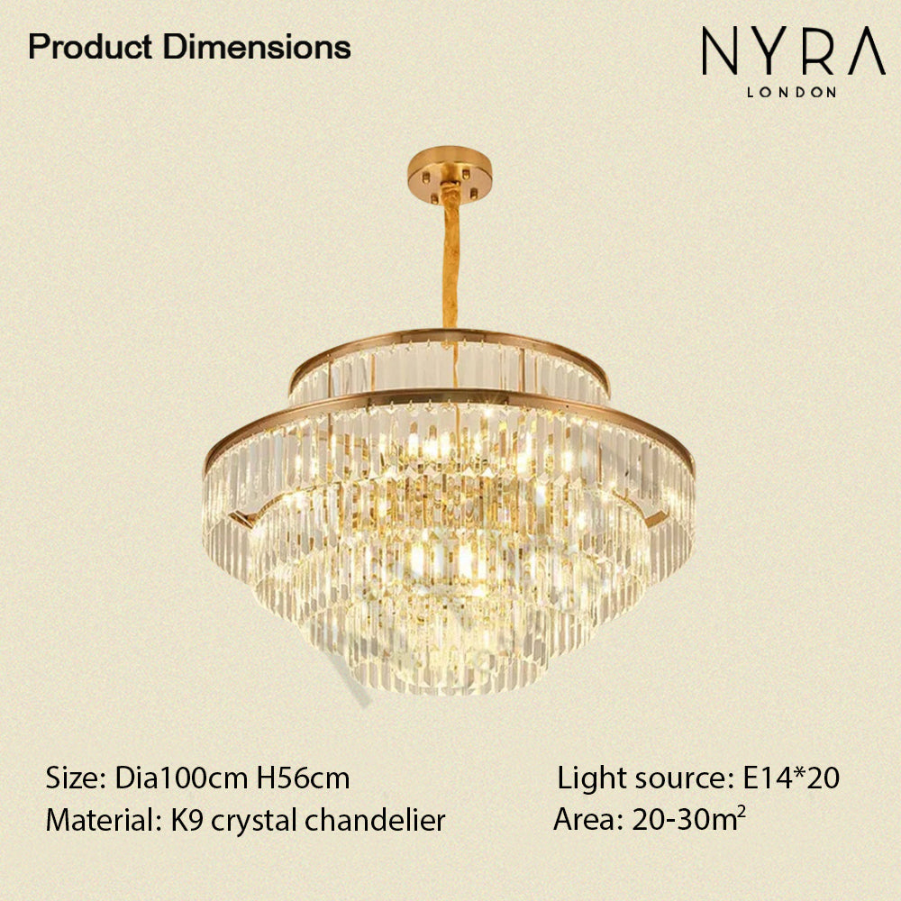 Lustre en cristal doré glamour Mathilde