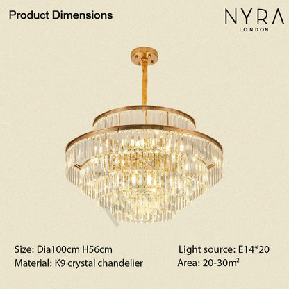 Lustre en cristal doré glamour Mathilde