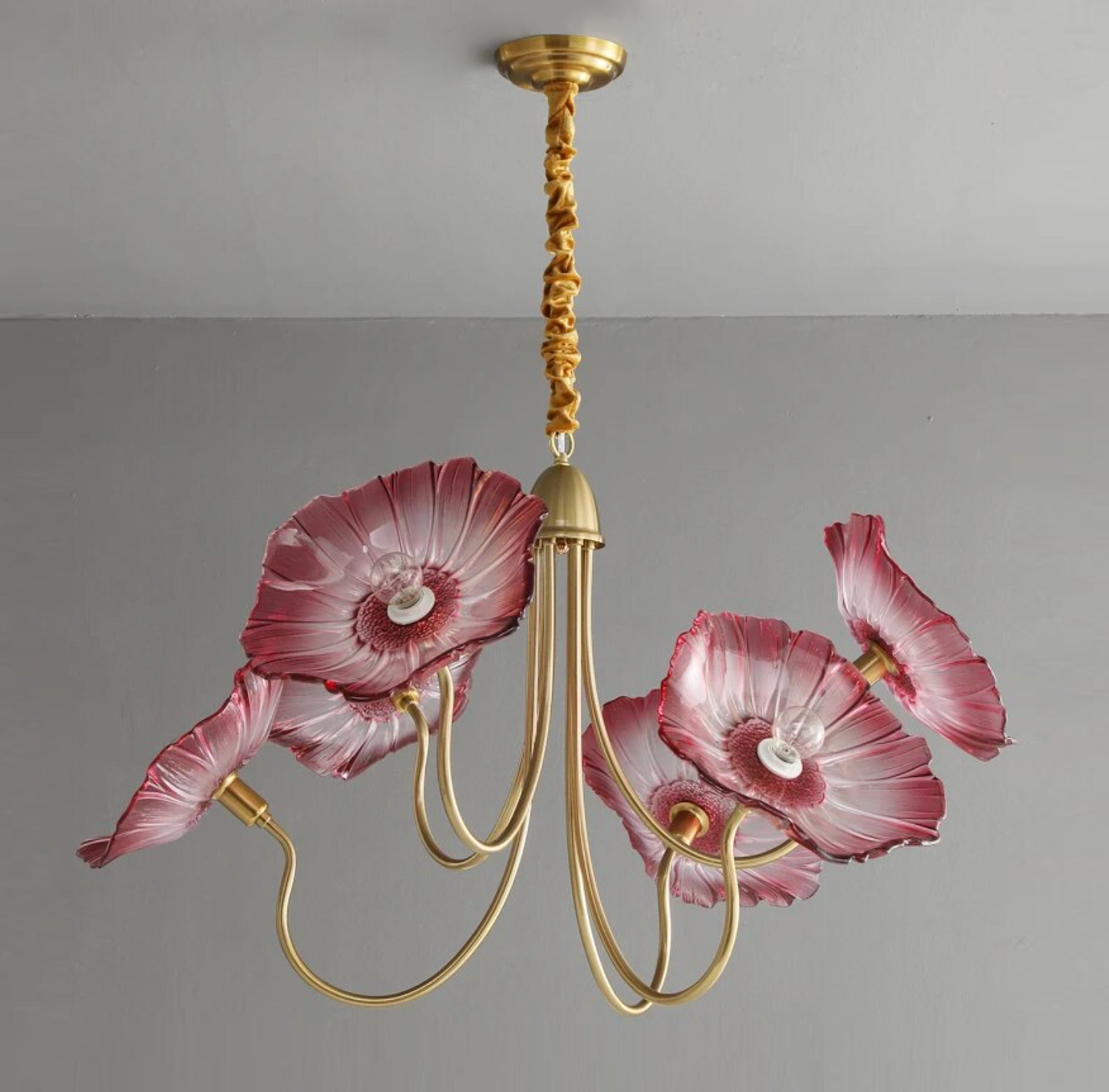 Lustre LED en laiton Amélie style fleuri