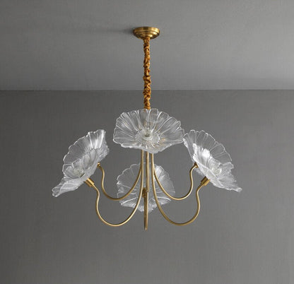 Lustre LED en laiton Amélie style fleuri