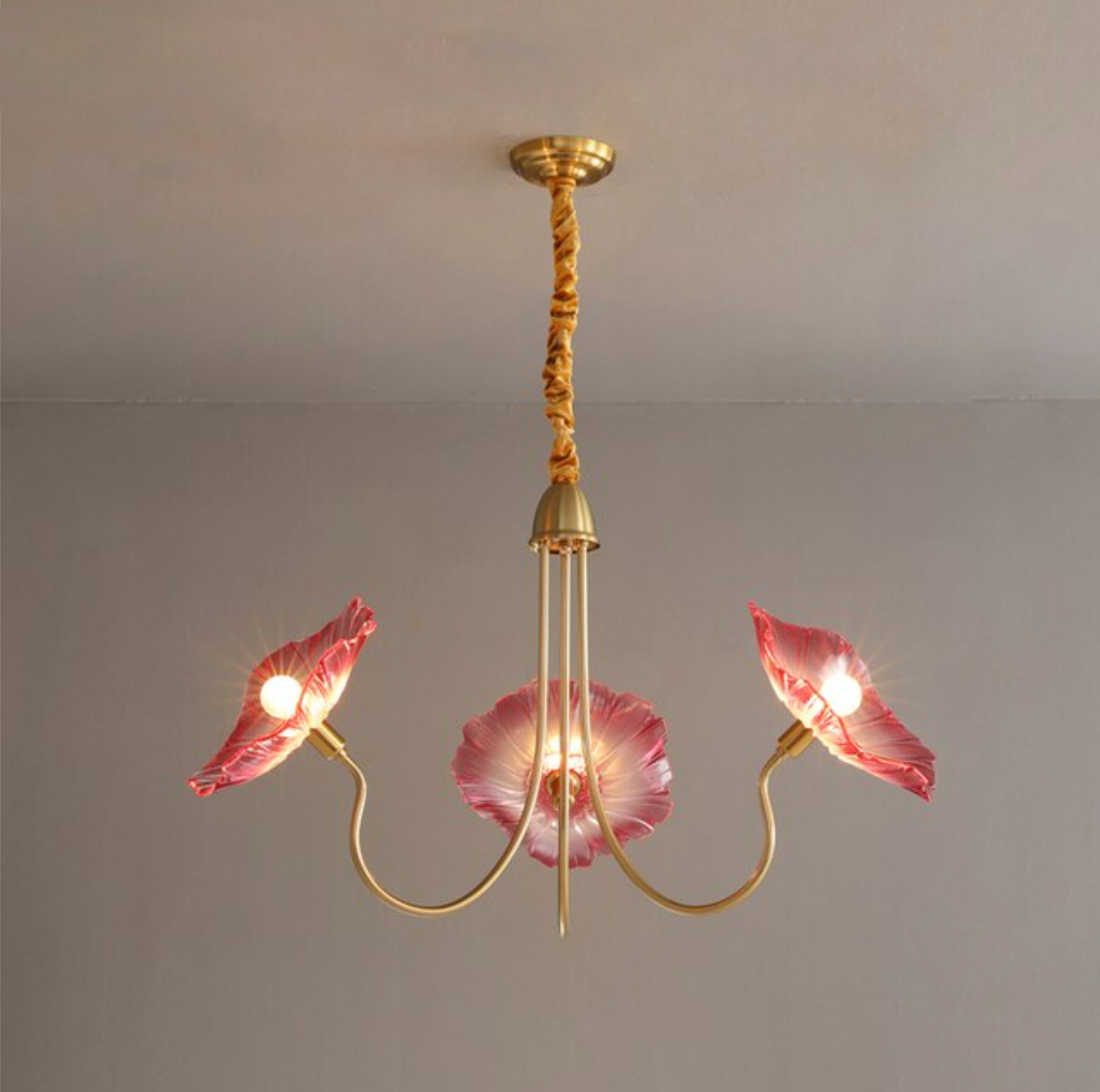 Lustre LED en laiton Amélie style fleuri