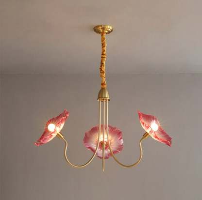 Lustre LED en laiton Amélie style fleuri