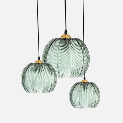 Suspension Camille en verre à motif de feuilles et accent doré