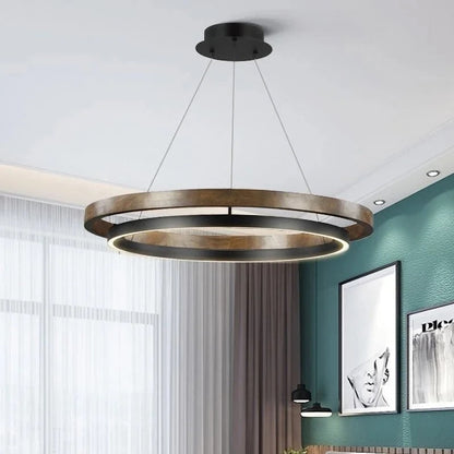 Amélie Circular Wood Grain Pendant Light