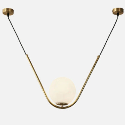 Suspension Orbe en Laiton et Verre Givré Élodie, Luminaire de Plafond Luxueux