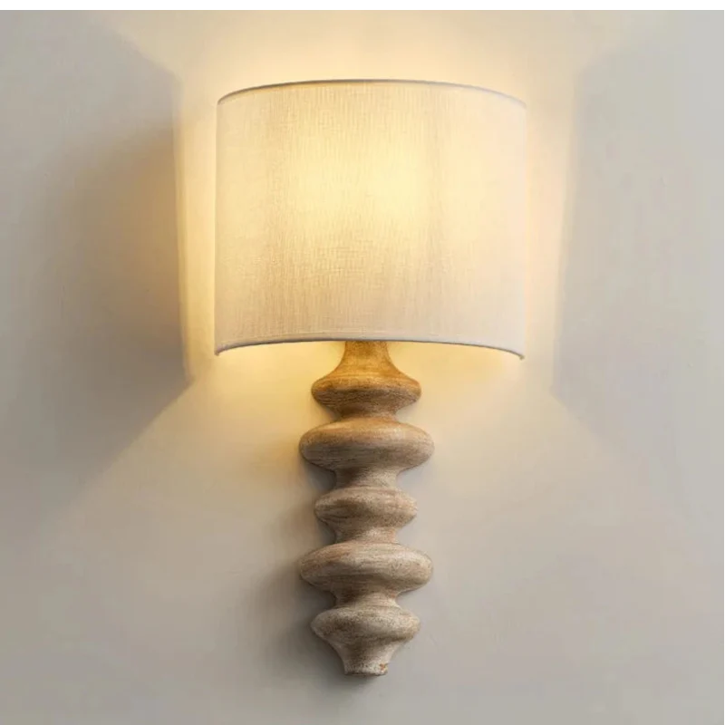 Élise Wood Spiral Applique Murale Abat-jour en Tissu Lumière Moderne