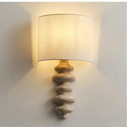 Élise Wood Spiral Applique Murale Abat-jour en Tissu Lumière Moderne