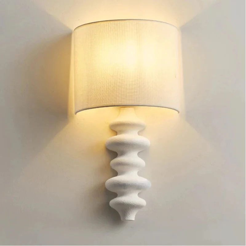 Élise Wood Spiral Applique Murale Abat-jour en Tissu Lumière Moderne